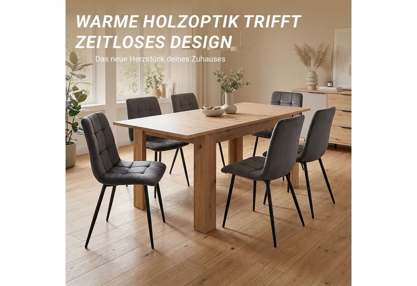 Homestyle4u Esstisch ausziehbar 80x120 auf 160 Holz modern Braun Artisan Eiche Optik