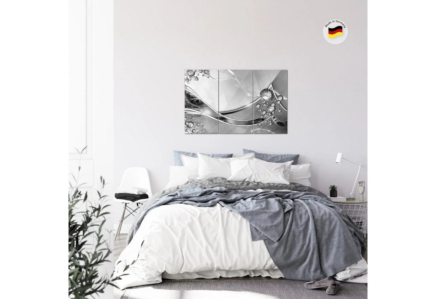 Runa Art Wandbild Abstrakt Grau 3-teilig XXL
