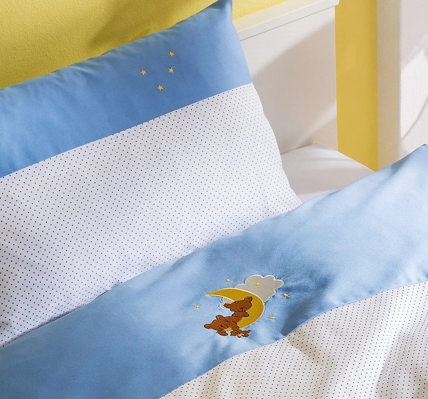 Bettwäsche Mako Satin Kinder Mond-Bär 2-teilig