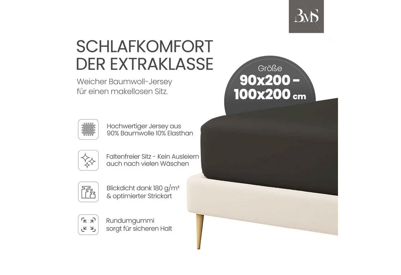 BETTWAESCHE-MIT-STIL Spannbettlaken Jersey Anthrazit