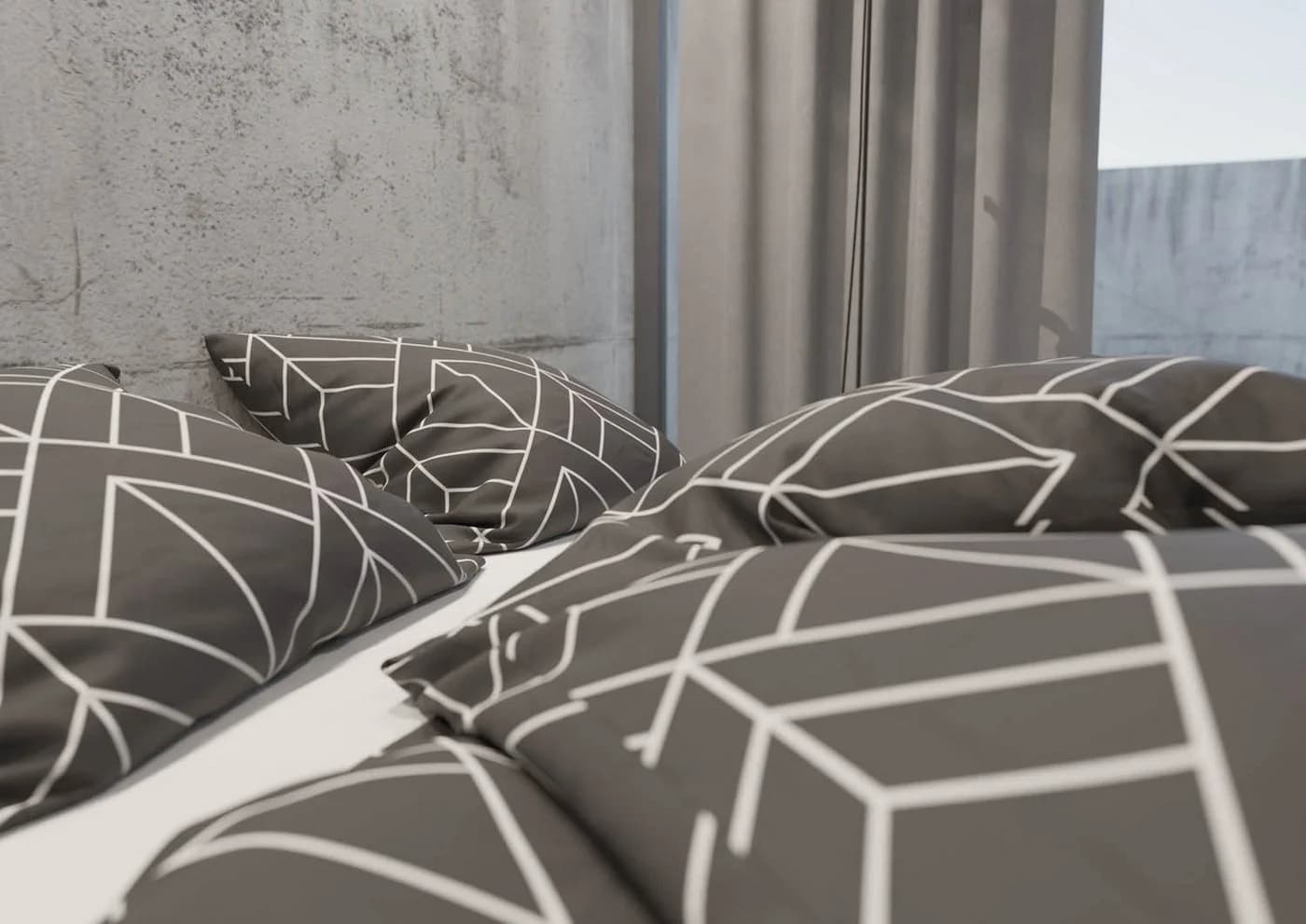 BETTWAESCHE-MIT-STIL Bettwäsche Mako Satin Urban Geometric Anthrazit