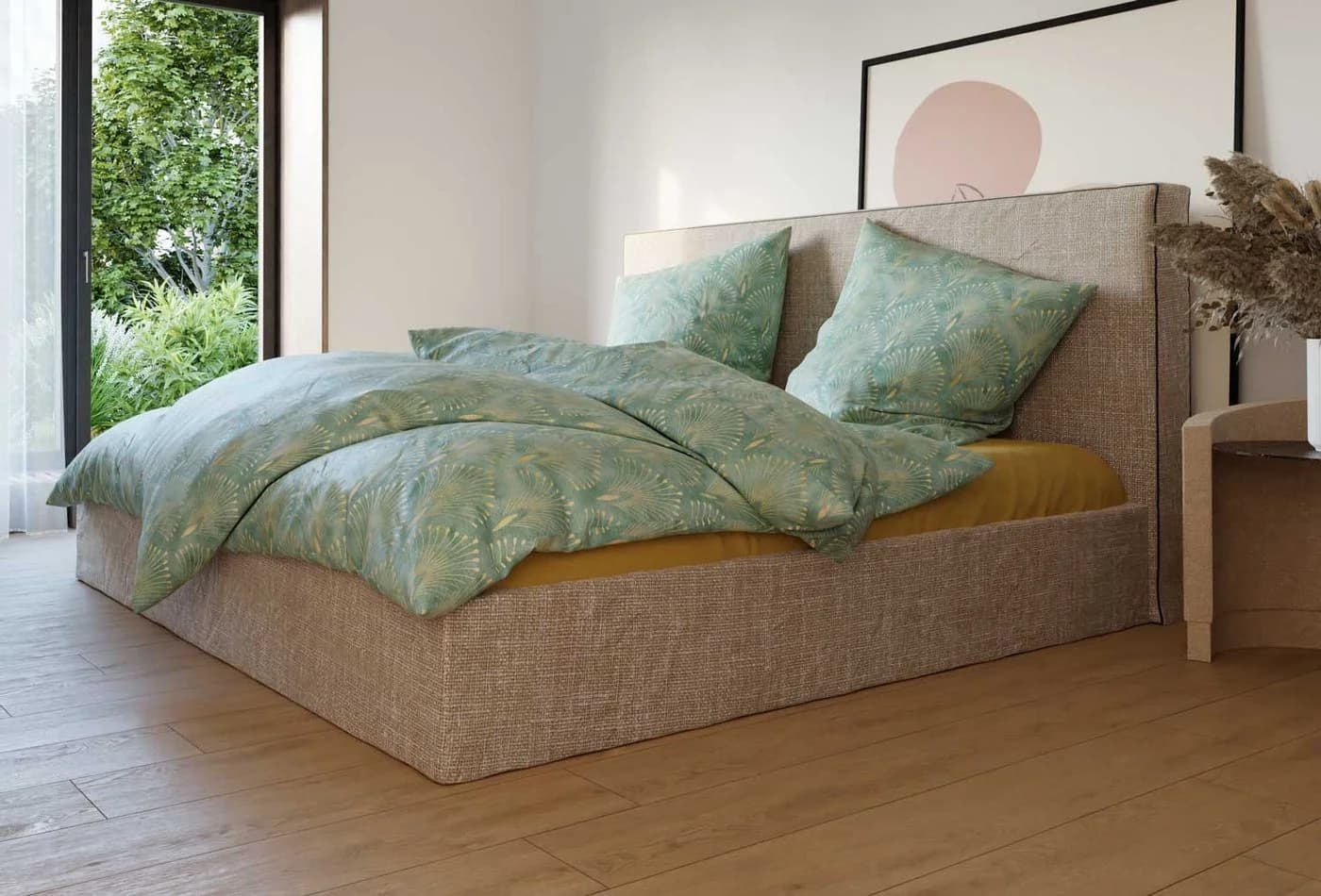 BETTWAESCHE-MIT-STIL Bettwäsche Mako Satin Orientalisch Grün/Gold