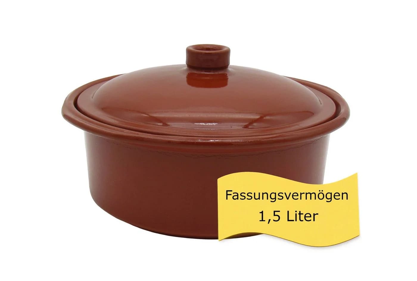 steinwohn Schmortopf Ton-Cocotte mit Deckel Glasierter Schmortopf Ton Rot-Braun