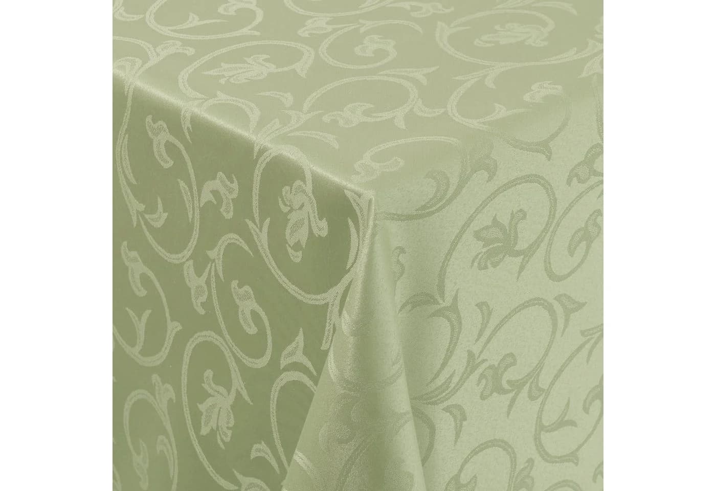 Moderno Barock Tischdecke Stoff Lind-Grün Jacquard Ranken