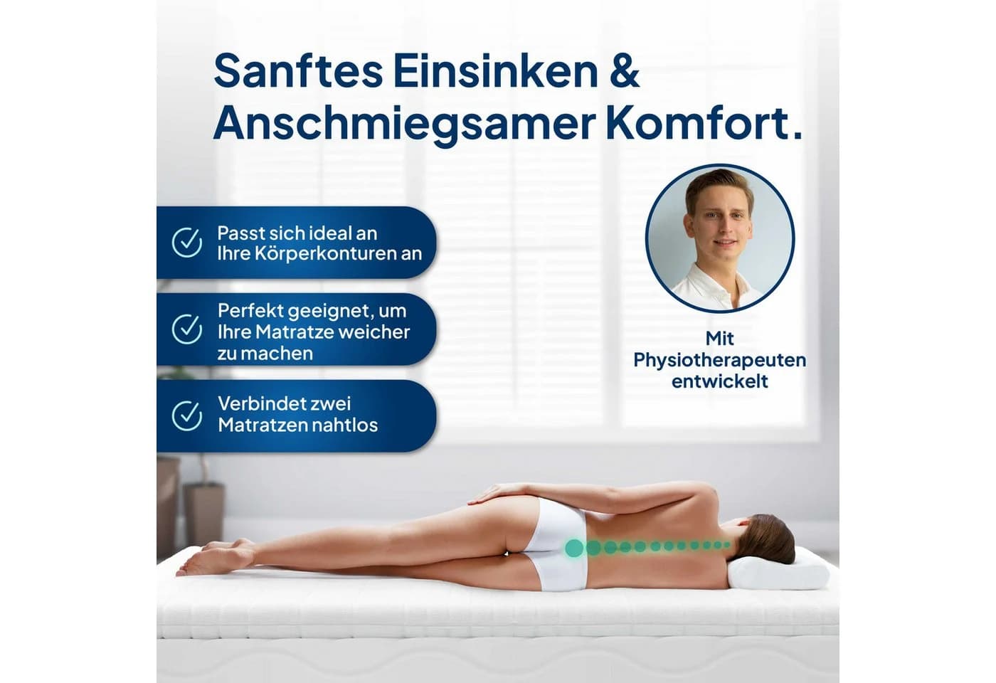 AM Qualitätsmatratzen Visco Topper 6 cm Viscoschaum 80x200 cm