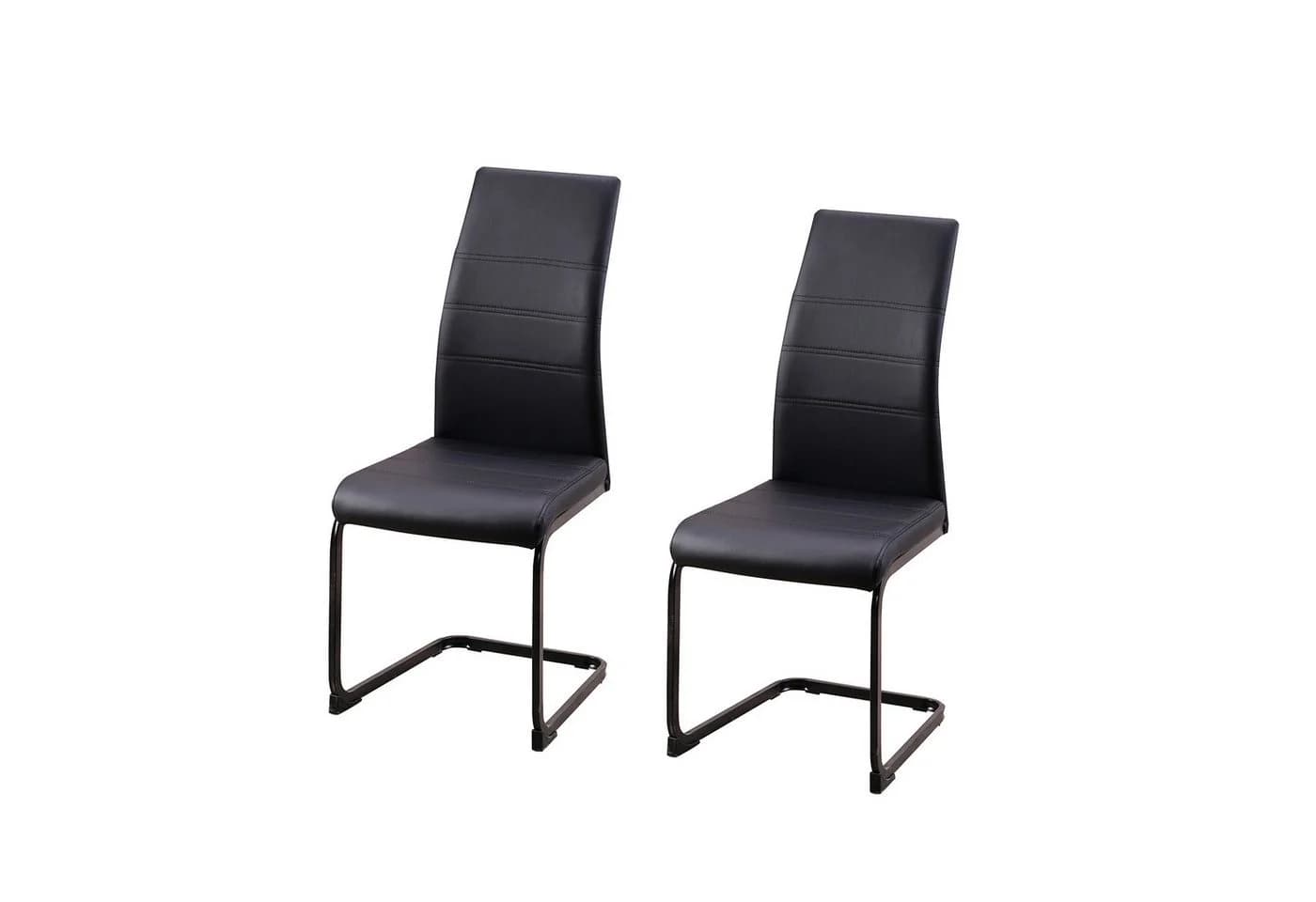 HTI-Line Freischwinger Schwingstuhl SallyP Schwarz Kunstleder 2er Set