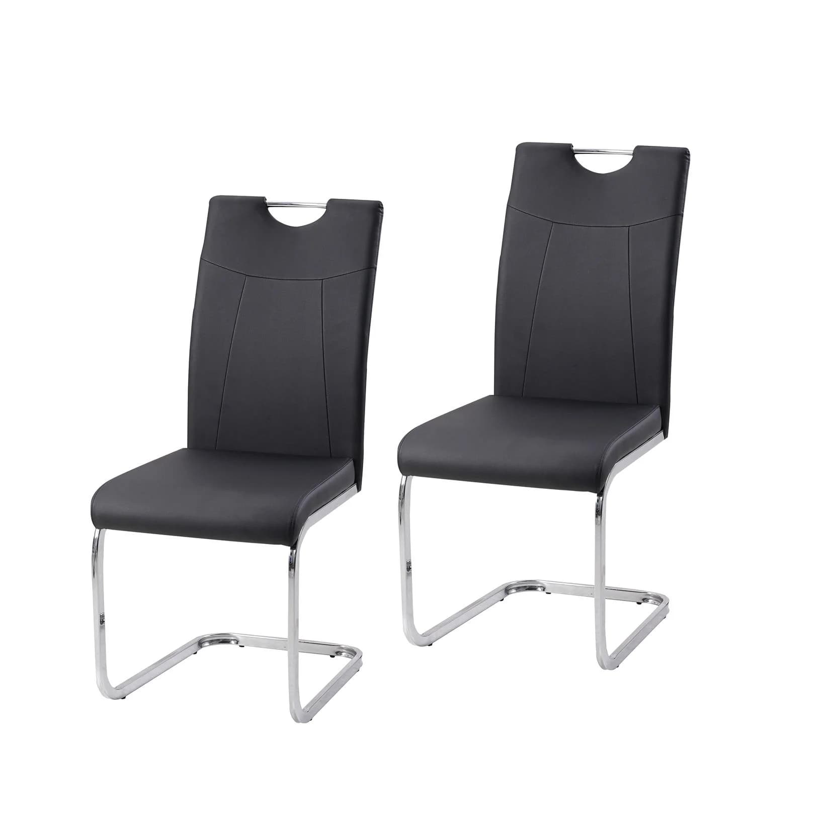 HTI-Line Freischwinger Schwingstuhl KellyC PU 2er Set Schwarz Kunstleder