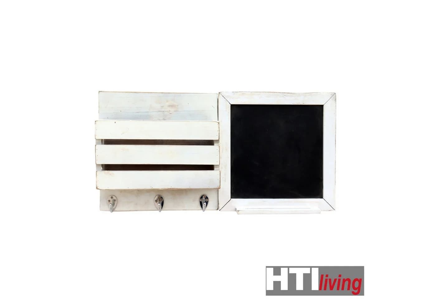 HTI-Living Schlüsselbrett Garderobe mit Tafel Lino Weiß Landhausstil