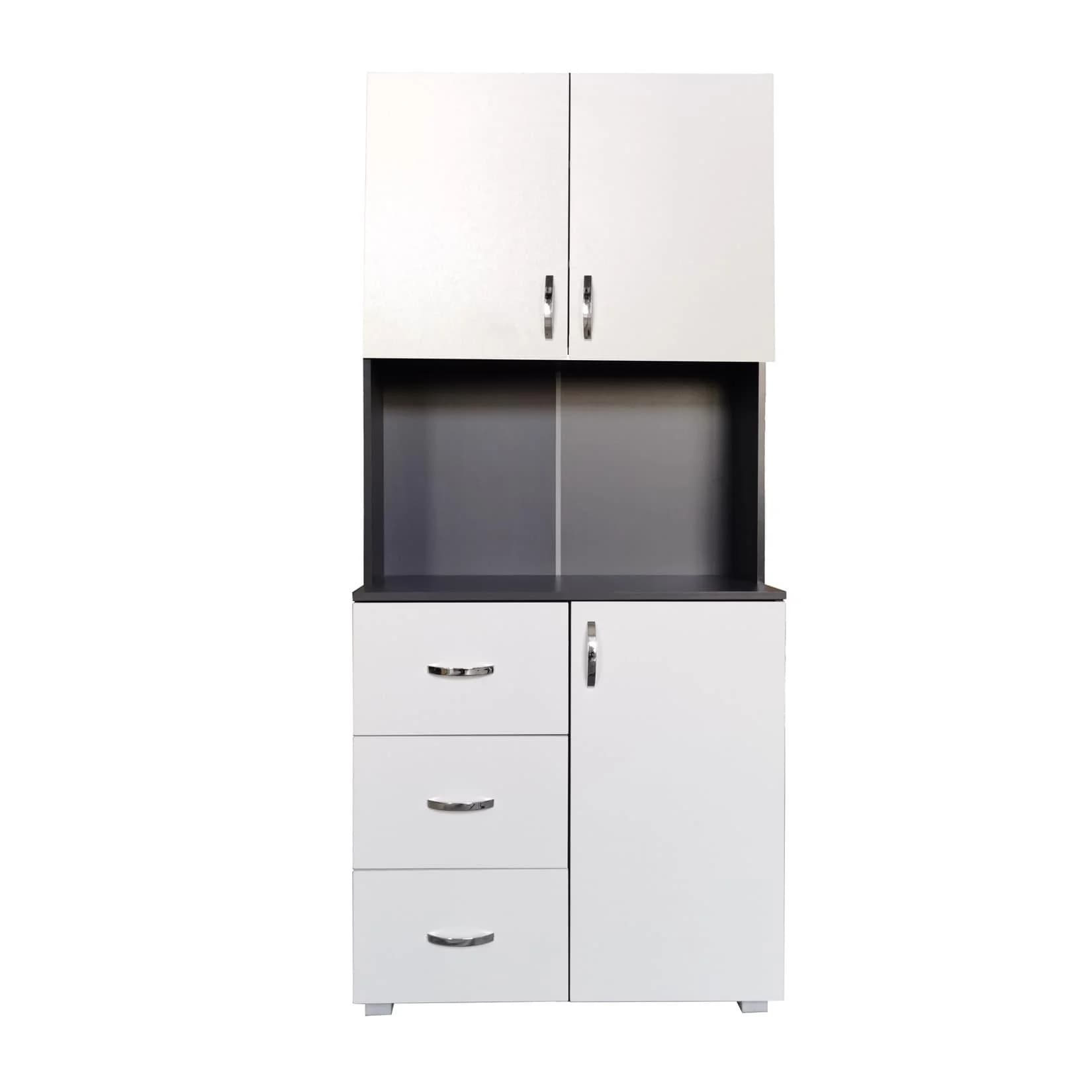 HTI-Line Küchenbuffet Blanca Grau/Weiß Hochschrank mit Schubladen