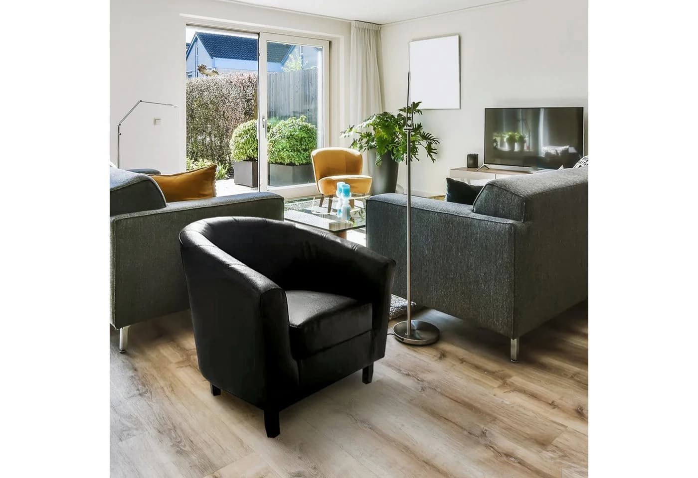 HTI-Living Cocktailsessel Cadogan Schwarz Kunstleder