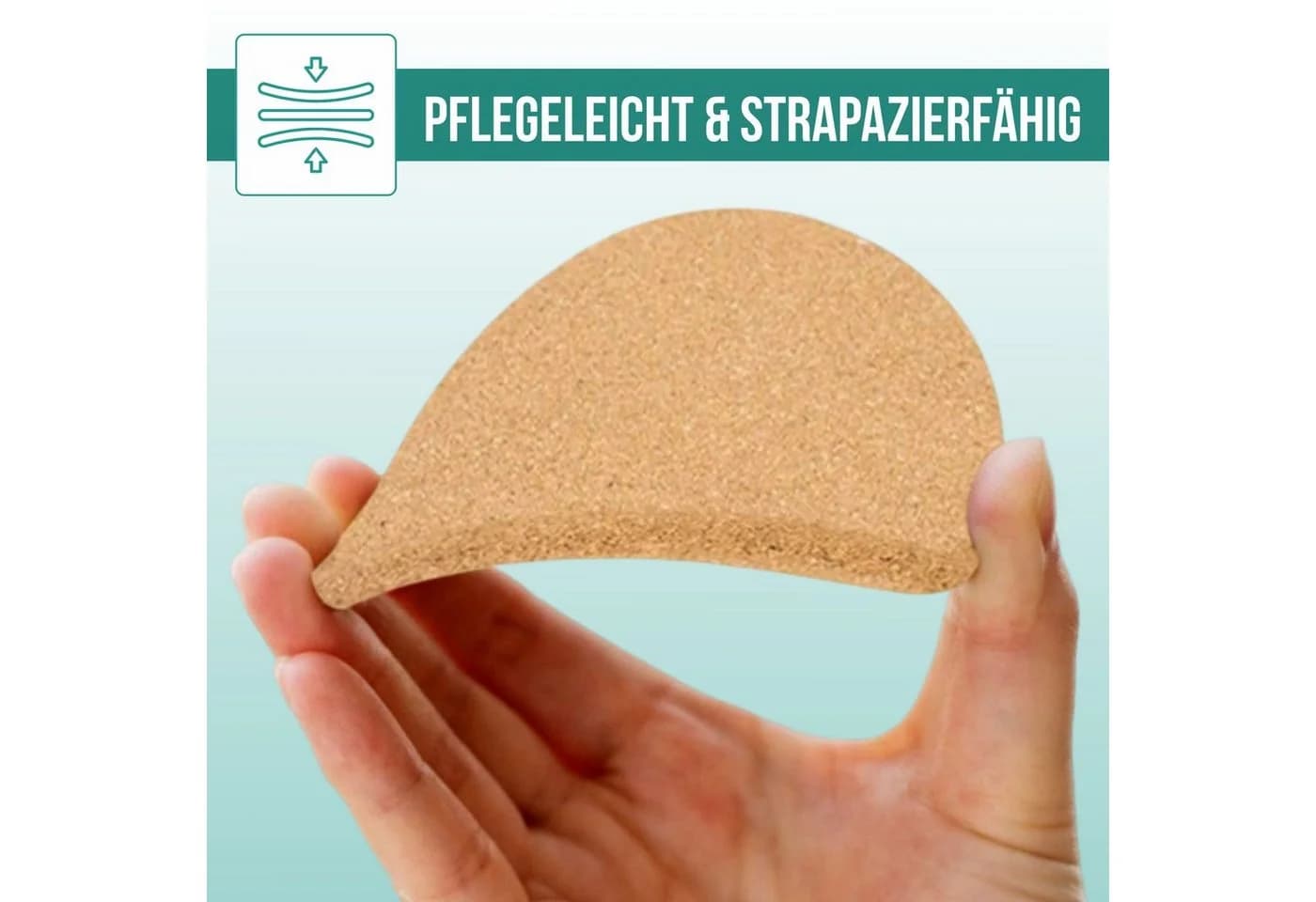 wortek Getränkeuntersetzer 10-tlg. Kork mit Holzhalterung
