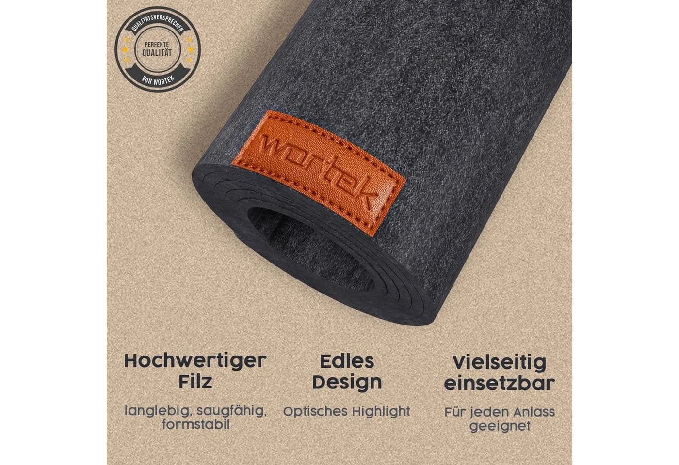 wortek Filz Tischläufer Skandinavisch Grau Schwarz