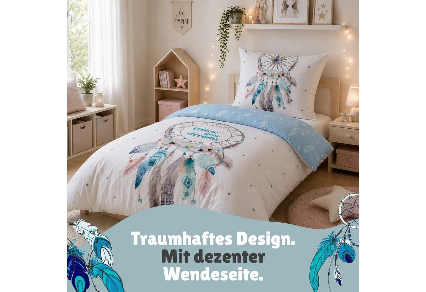 Familando Jugendbettwäsche Traumfänger Ethno-Stil Pastelltöne