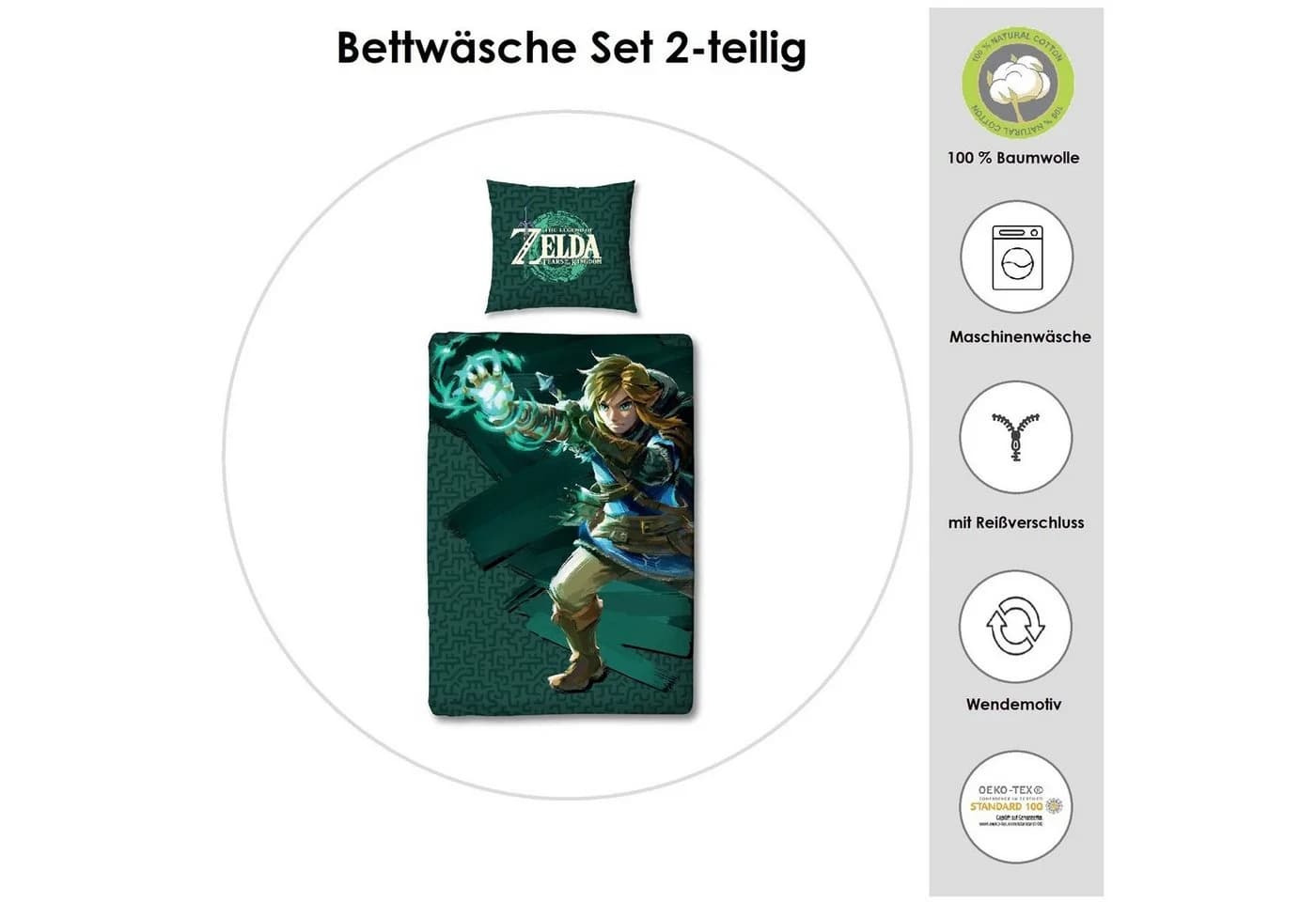 Familando Zelda Bettwäsche Dunkelgrün Tears of the Kingdom