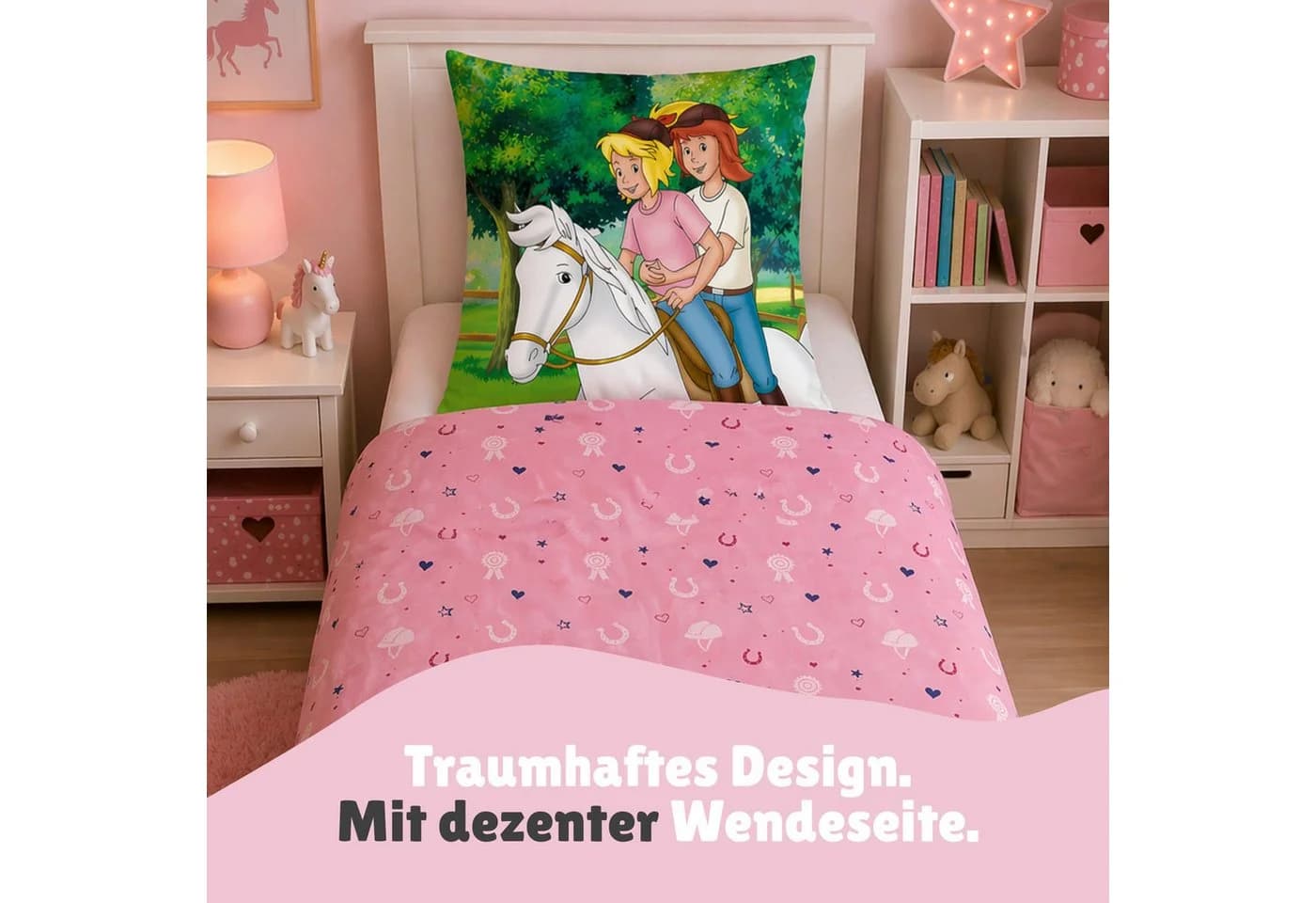 Familando Kinderbettwäsche Bibi und Tina Rosa Renforcé