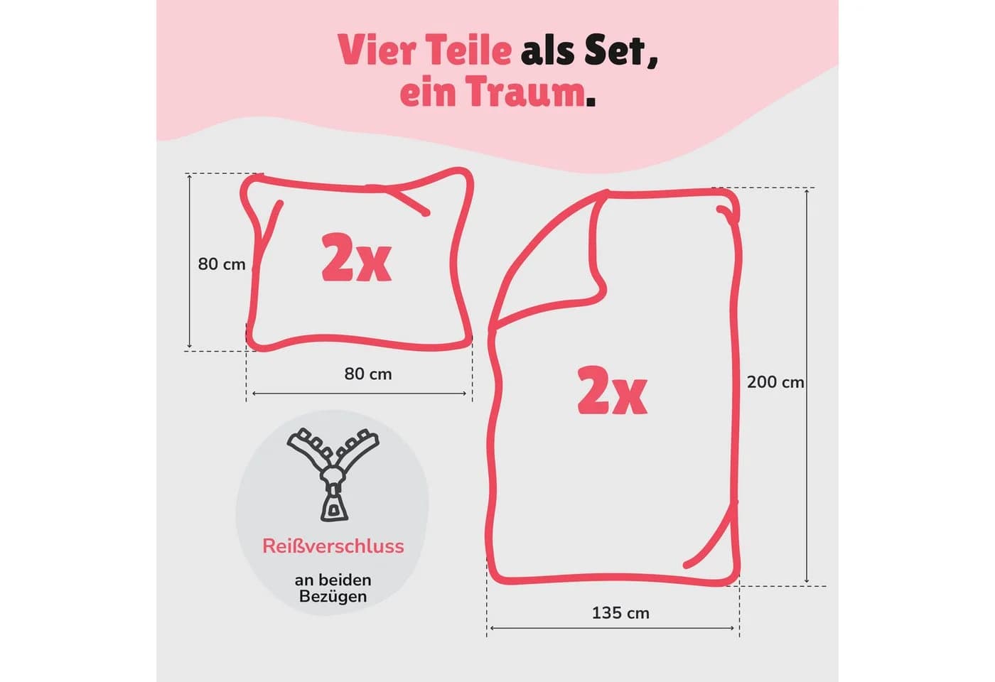 Familando Partnerbettwäsche 4-teilig 135x200 cm Baumwolle Lieblingsmensch