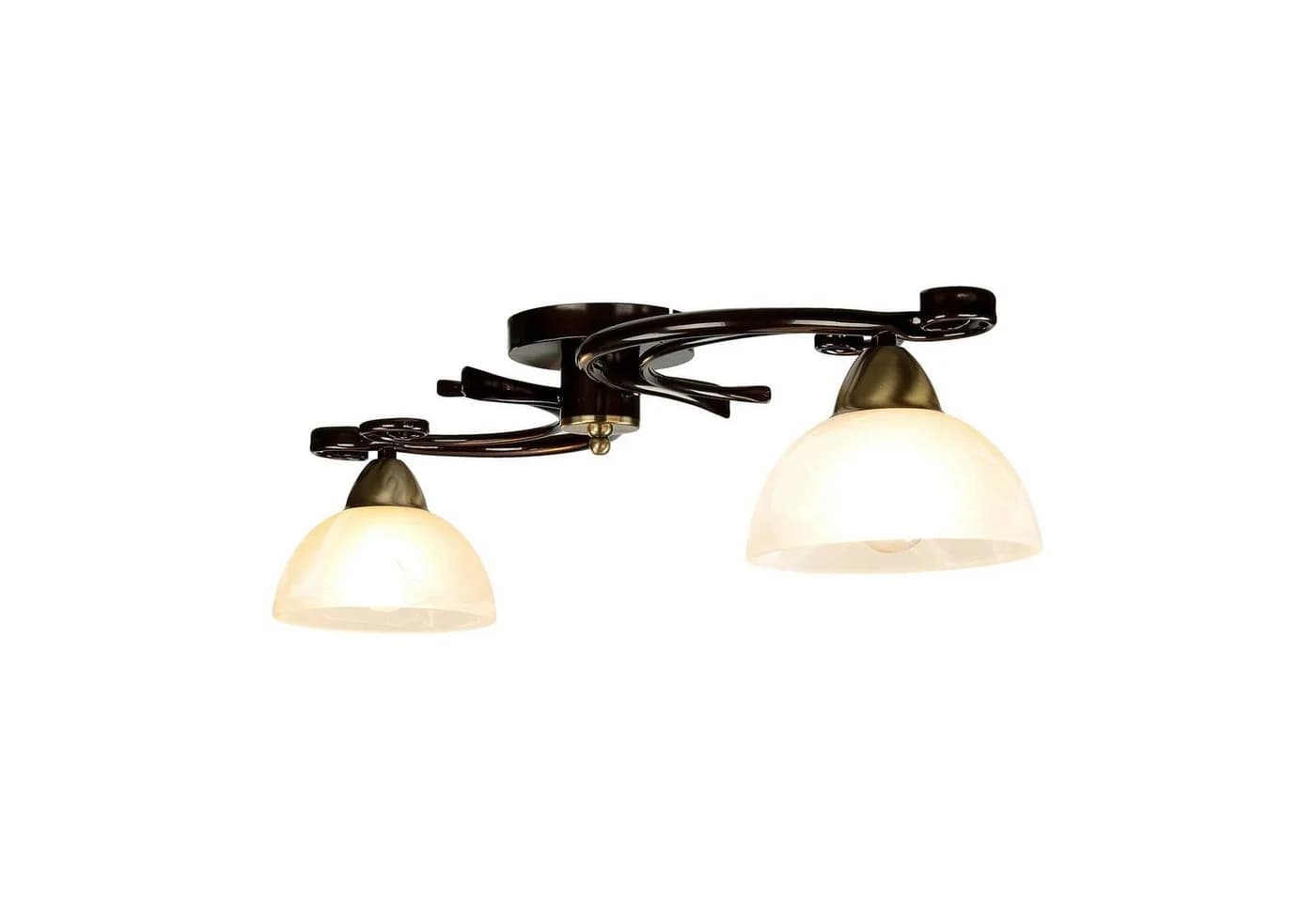 Licht-Erlebnisse Deckenleuchte AURORA Schwarz Gold Alabasterglas Landhaus Design