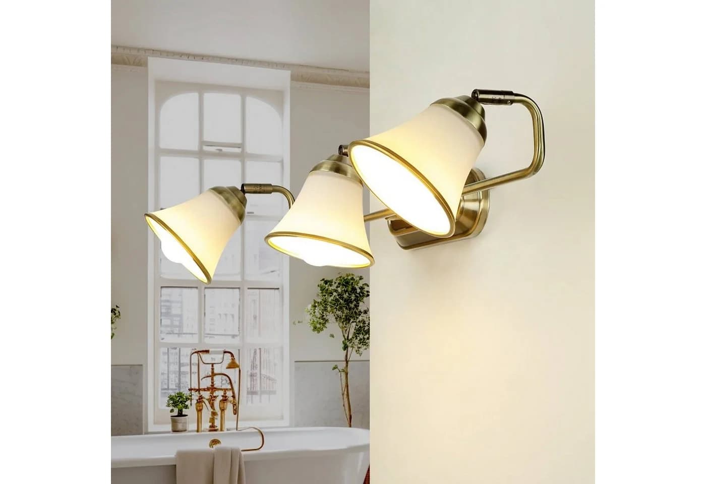 Licht-Erlebnisse Wandleuchte GRANDO Bronze/Weiß Jugendstil drehbar