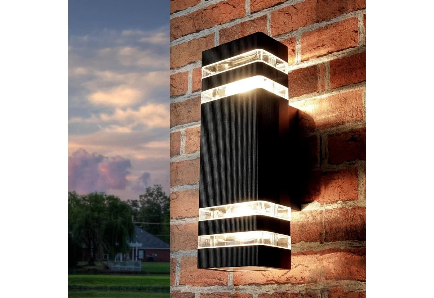 Licht-Erlebnisse Außen-Wandleuchte RIO, ohne Leuchtmittel, Moderne Wandlampe Up & Down für außen eckig in Anthrazit