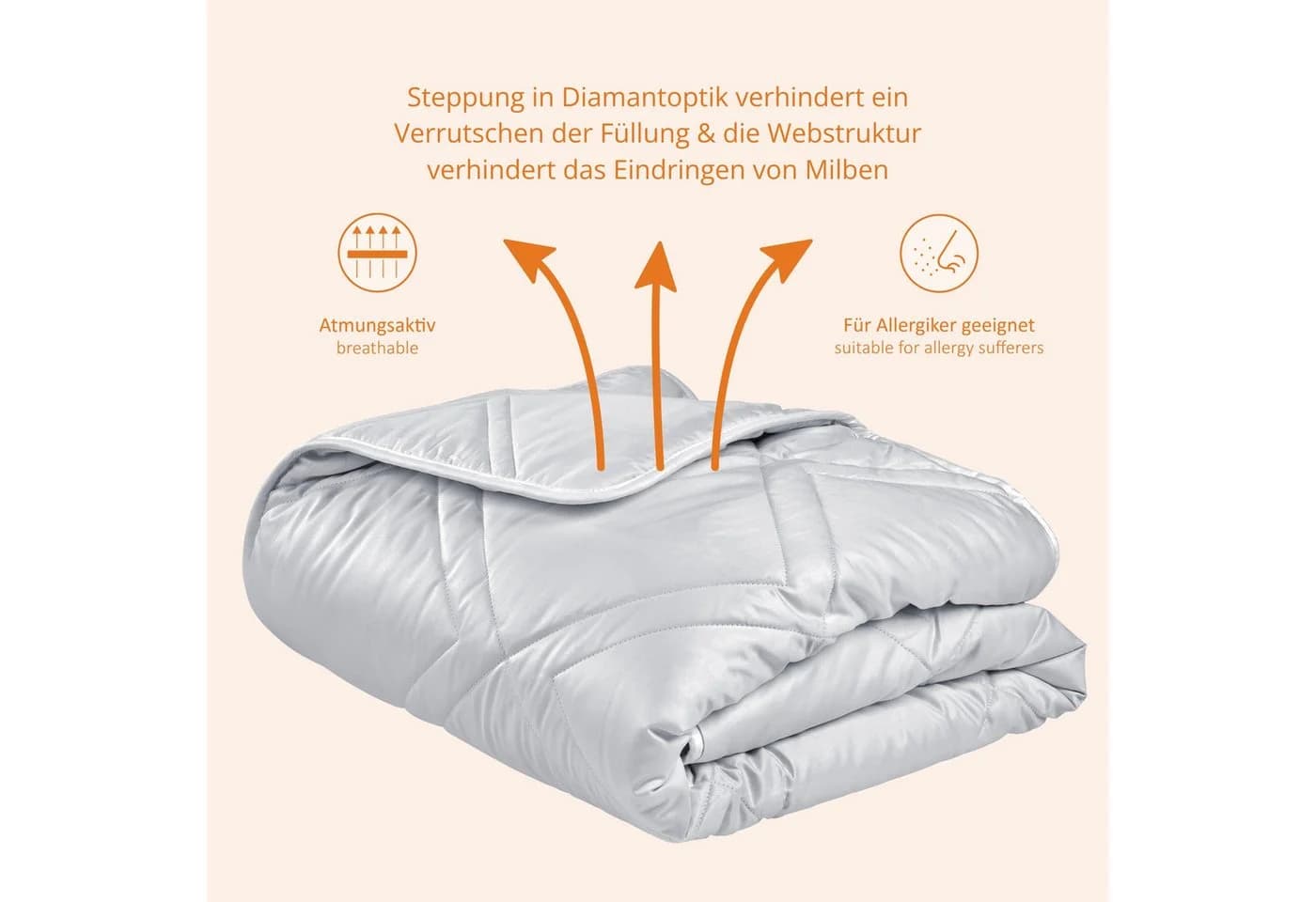 sleepling Kamelhaarbettdecke 100% Baumwolle Weiss Diamantoptik