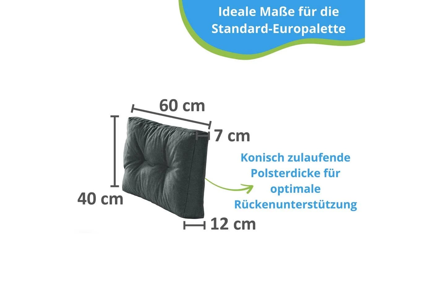 Bodyprotect Palettenkissen Hochwertiger Möbelstoff Grau