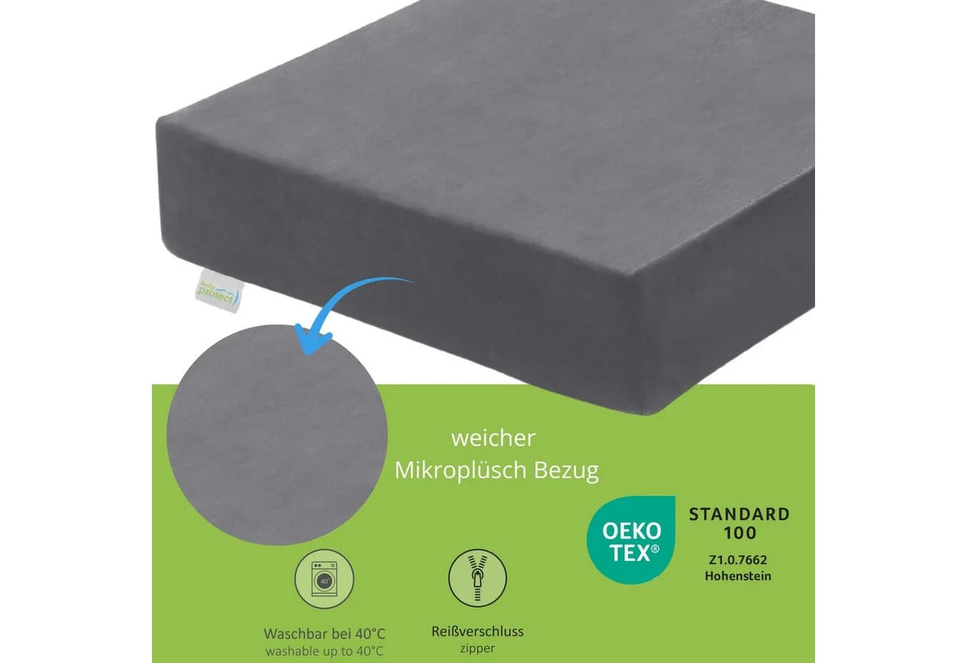 Bodyprotect Sitzkissen Sitzerhöhung Grau Anti-Rutsch