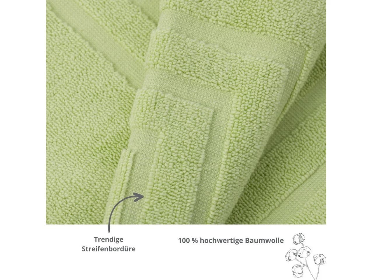 liebling Badematte Badvorleger Grün Baumwolle Zero Twist 800 g/m²