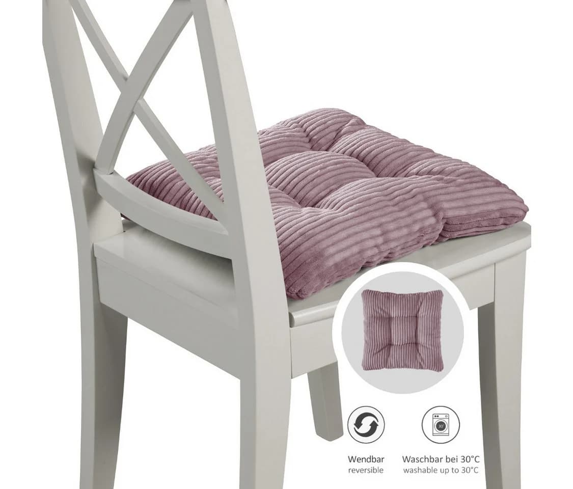 sleepling Sitzkissen Cord-Optik Rosa Dekokissen Stuhlkissen