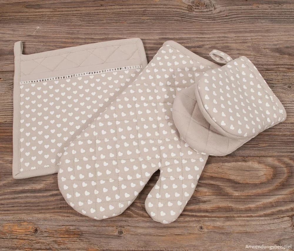 matches21 HOME & HOBBY Topfhandschuh Landhaus Stil Beige/Weiß