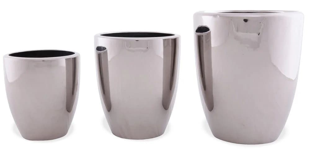 matches21 HOME & HOBBY Blumentopf Silber Glanz Rund Keramik