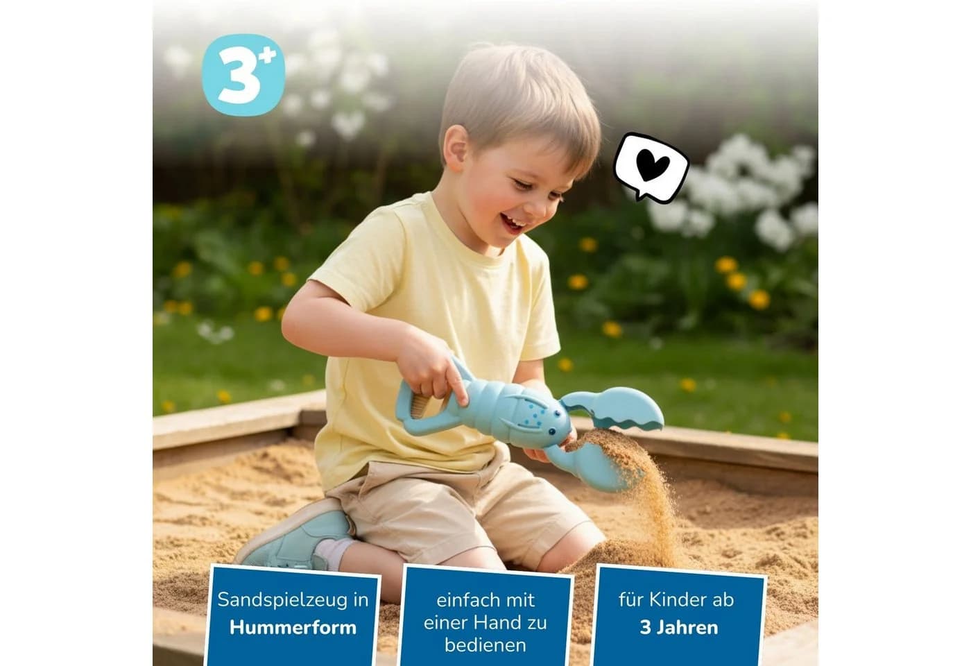 alldoro Sandgreifer Hummer hellblau - Sandspielzeug für Kinder ab 3 Jahren