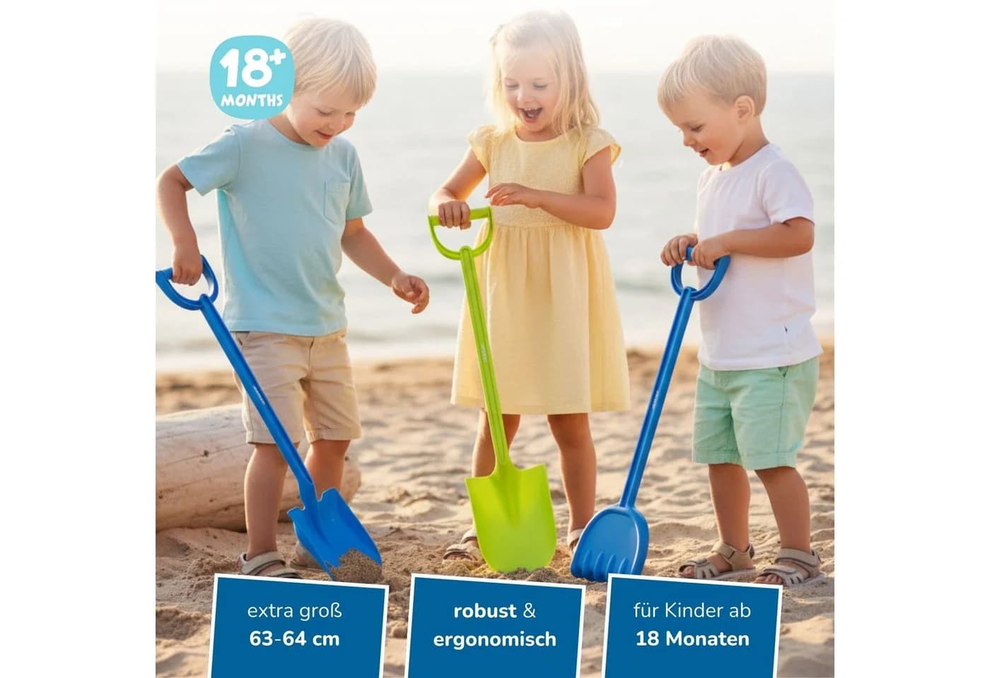 alldoro XXL Sandschaufel-Set 3-teilig 64 cm