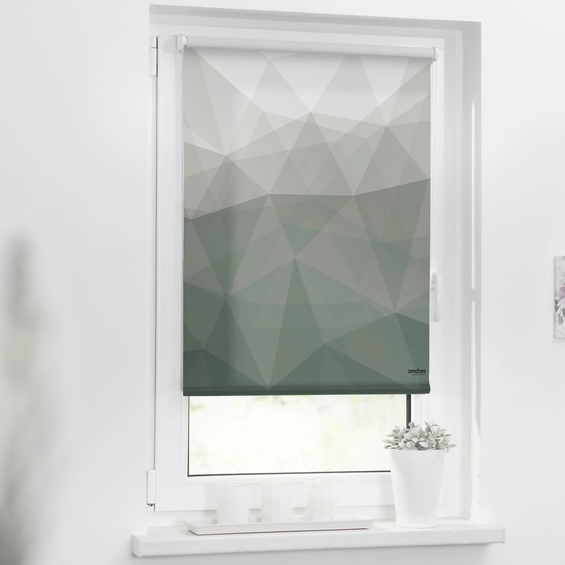 ANDAS Seitenzugrollo Daneel Grau Grün Polyester Lichtschutz