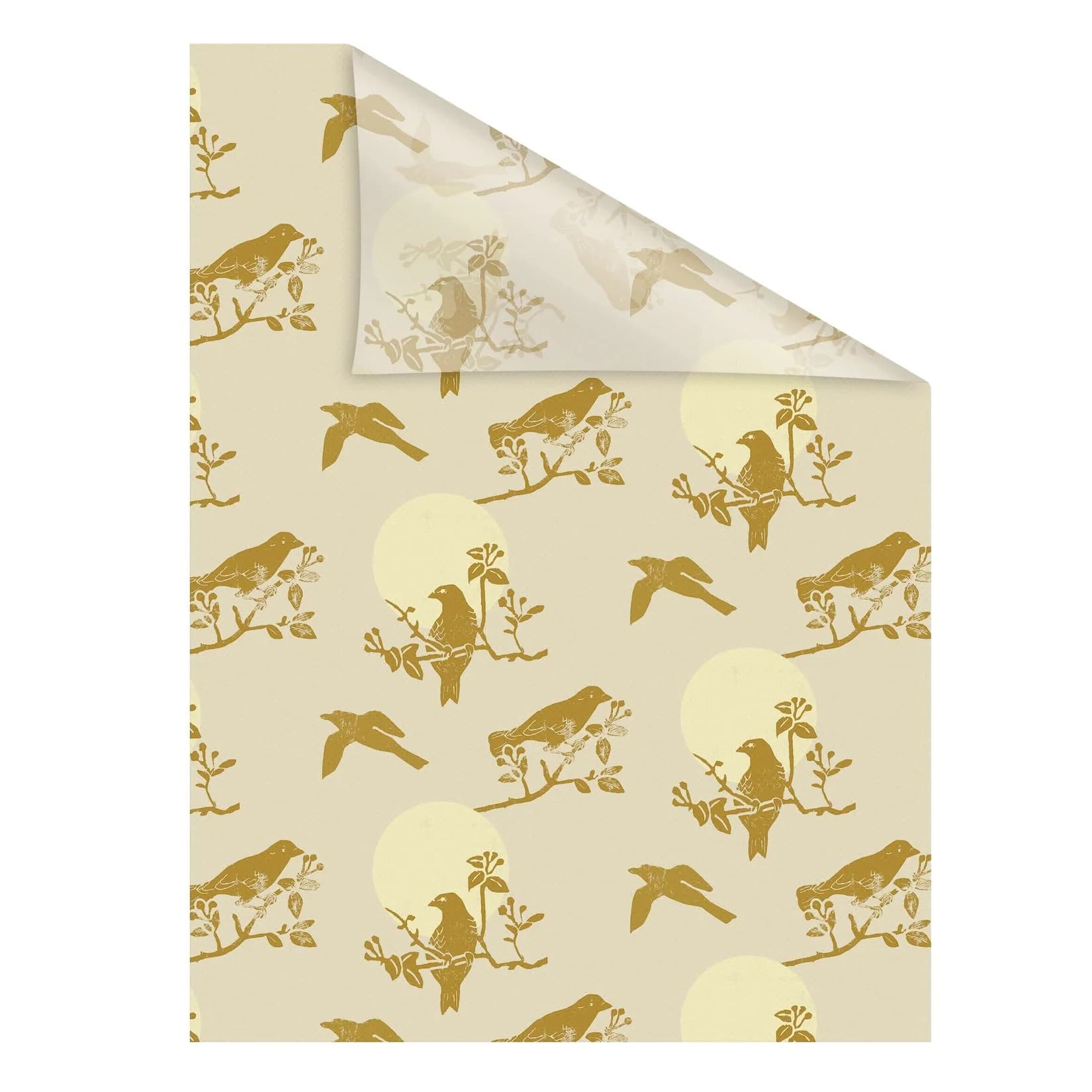 LICHTBLICK Fensterfolie Moon Birds Beige Selbstklebend Sichtschutz