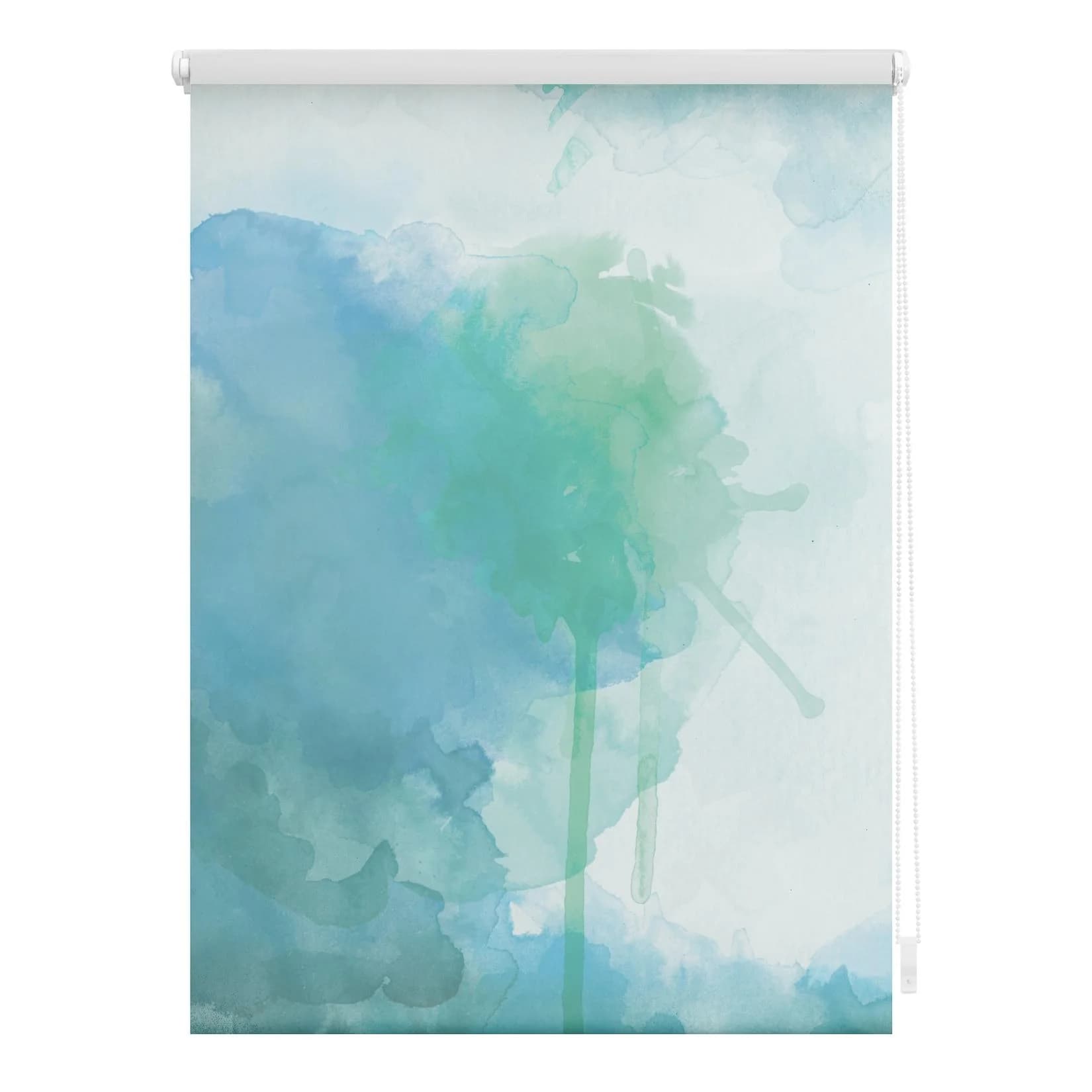 LICHTBLICK Seitenzugrollo Klemmfix Aquarell Blau Grün Verdunkelung