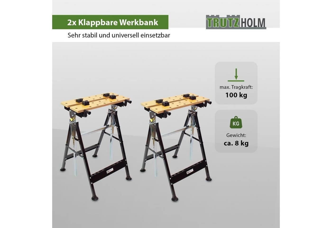 TRUTZHOLM Klappbock 2er Set 100 kg Tragkraft höhen- und winkelverstellbar