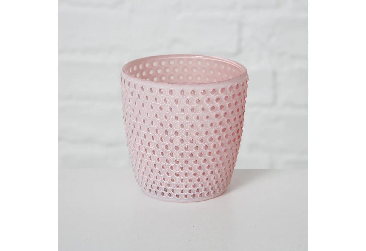 BOLTZE GRUPPE Windlicht Patty 2er-Set Rosa-Weiß Glas