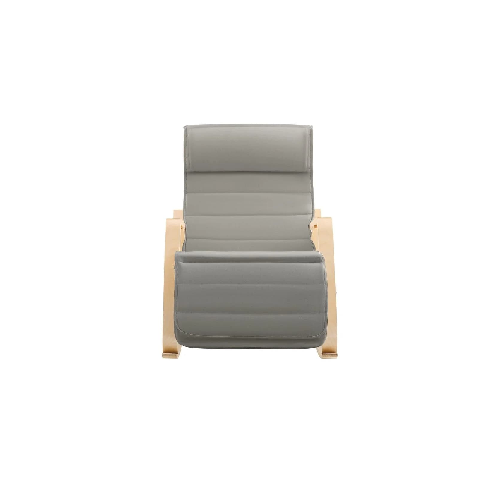 SoBuy Schaukelstuhl FST16 Grau Beige mit verstellbarer Fußstütze