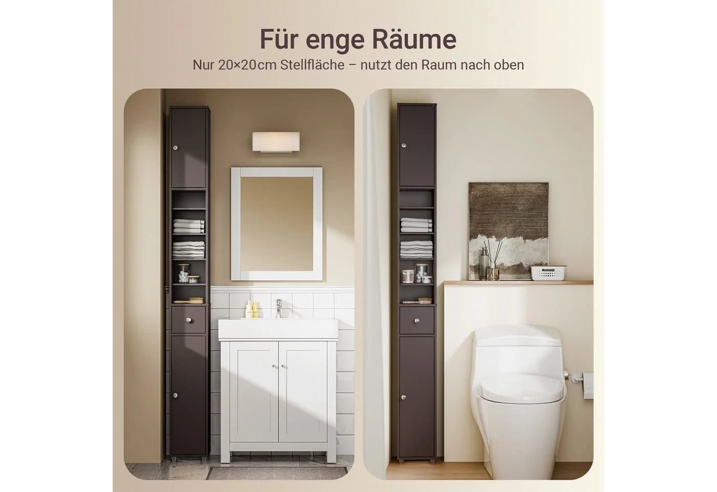 SoBuy Hochschrank BZR34 Wasserabweisend Braun