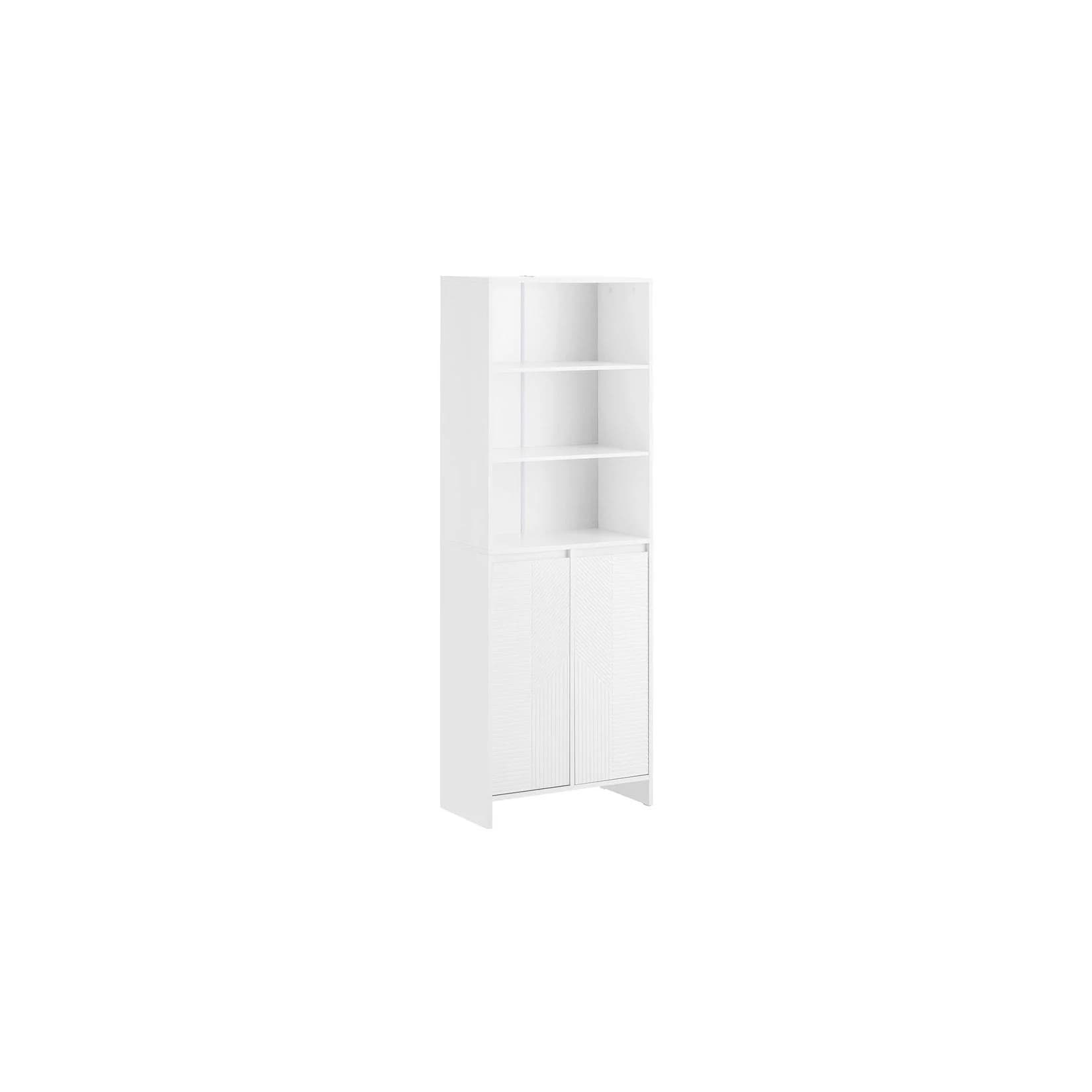 SoBuy Hochschrank BZR155 Weiß mit Wäschekorb