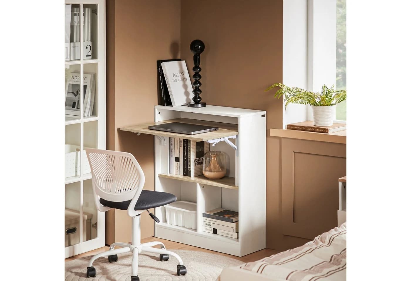 SoBuy Klapptisch FWT104 Weiß-Natur mit Klappbarer Arbeitsfläche