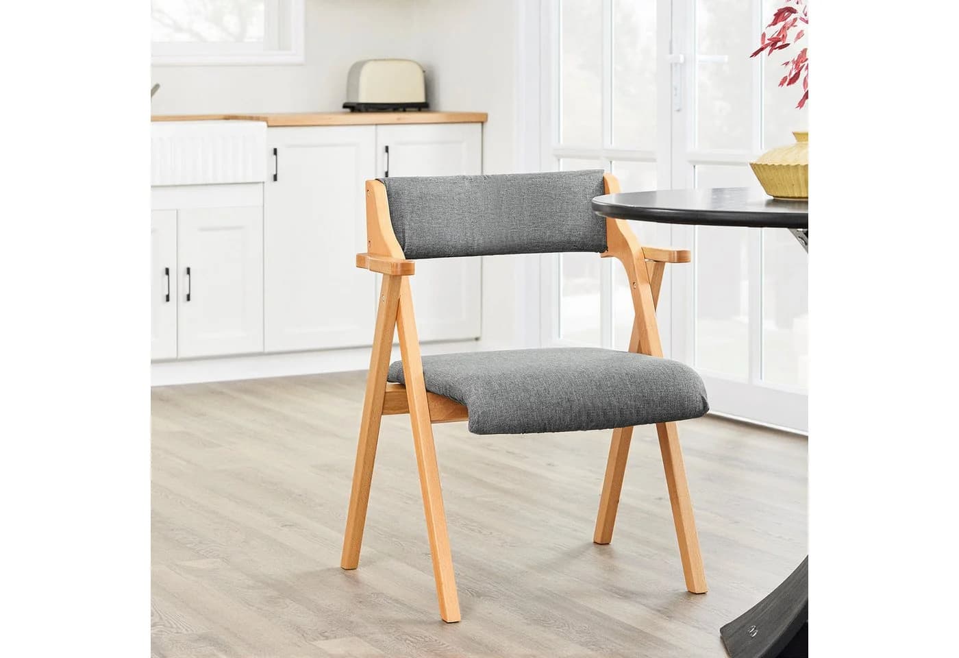 SoBuy Klappstuhl FST98 Grau Buchenholz mit Polsterung