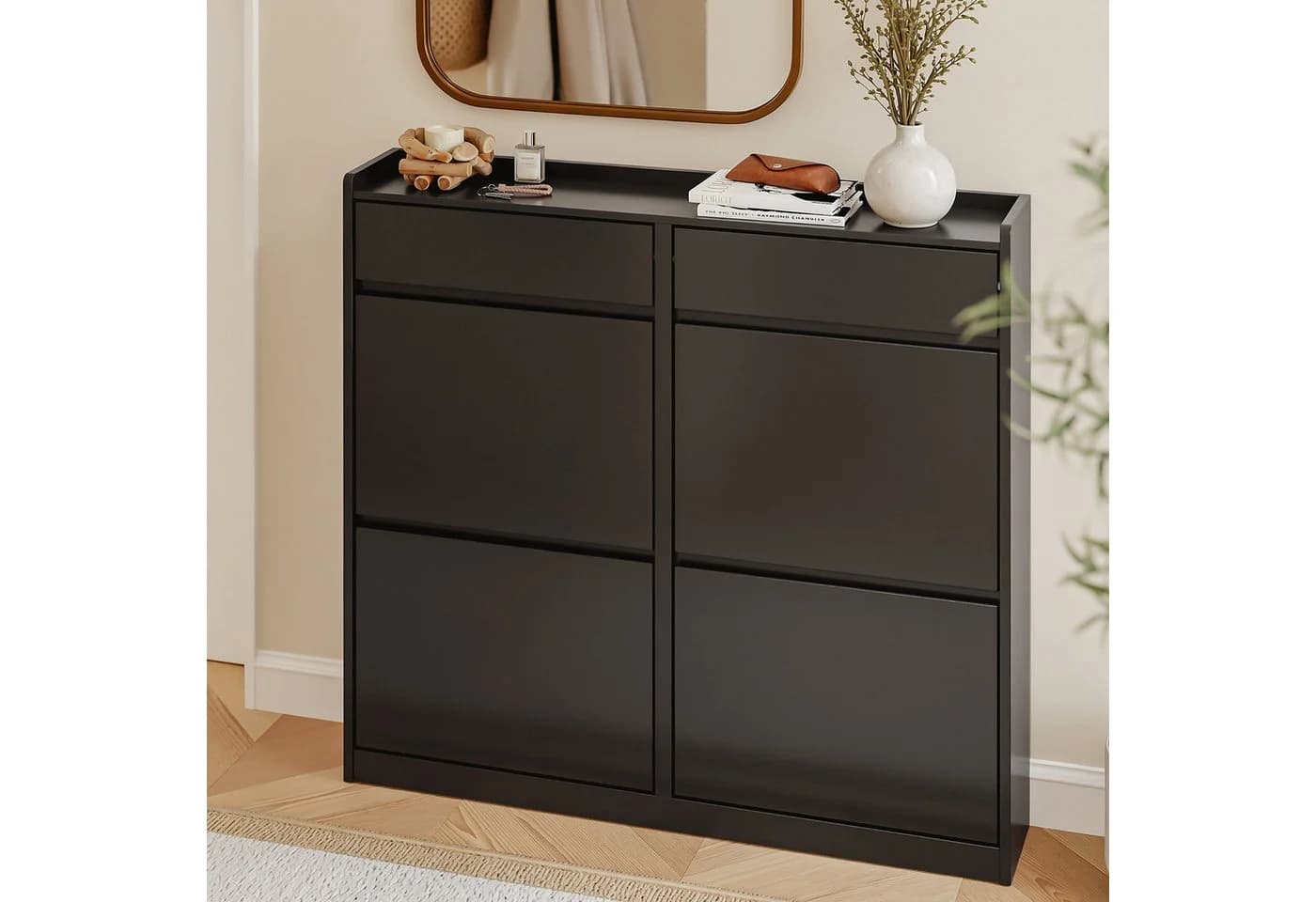 SoBuy Schuhschrank FSR169 Weiß/Schwarz 10 Paar