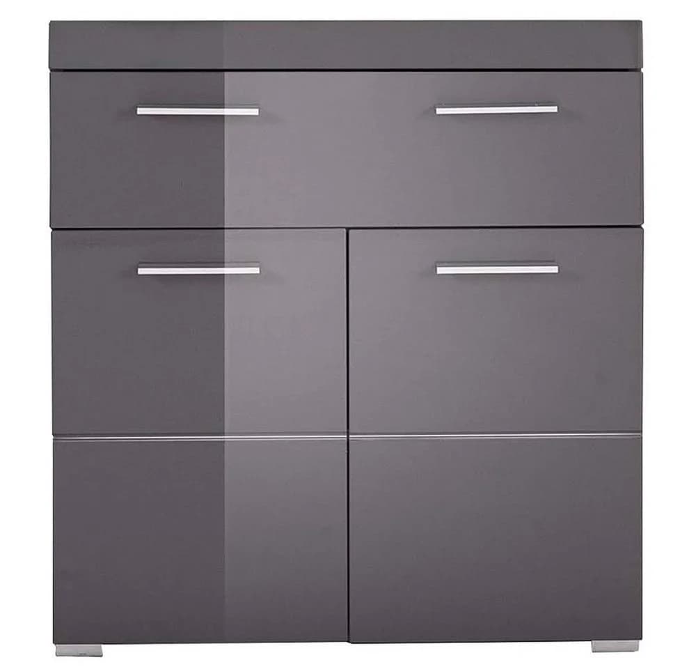 trendteam Sideboard Grau Hochglanz mit 2 Türen und Schubkasten