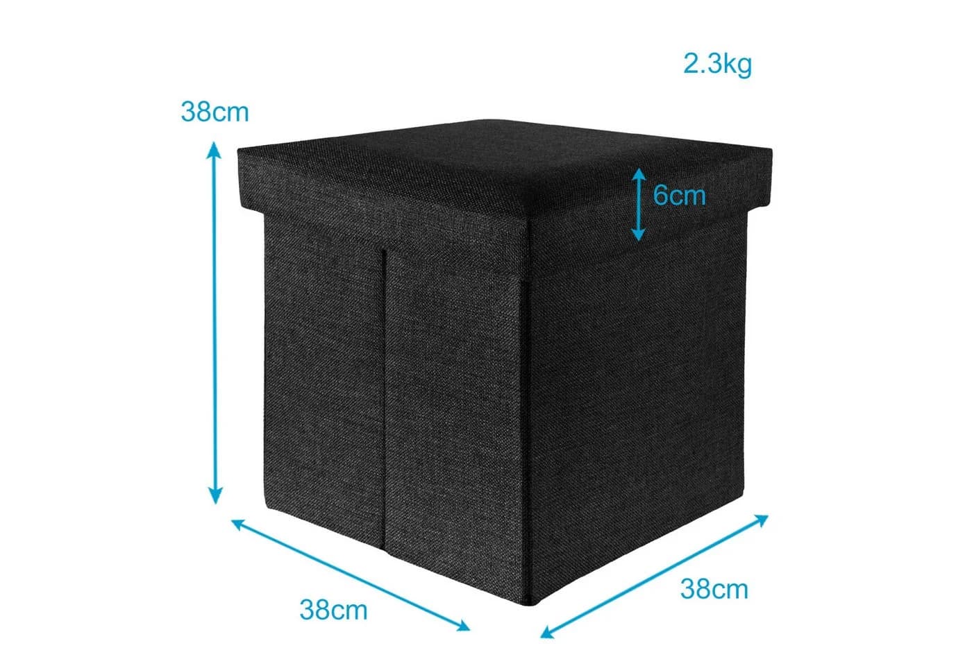 Intirilife Sitzwürfel mit Stauraum 38x38x38 cm Schwarz