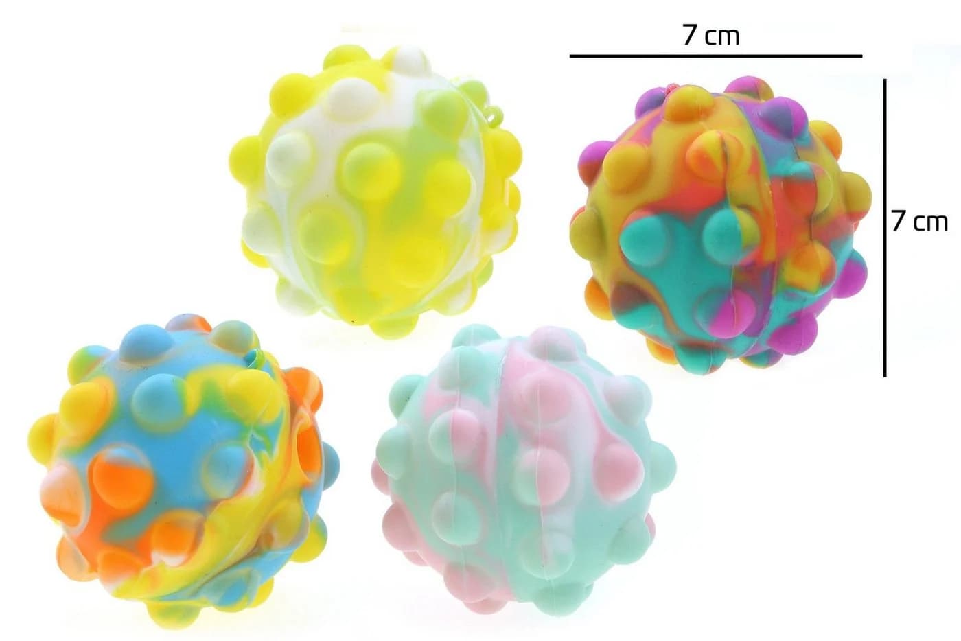ELLUG Spielball 4er Set Pop it Ball Bunt Ø7cm Antistress