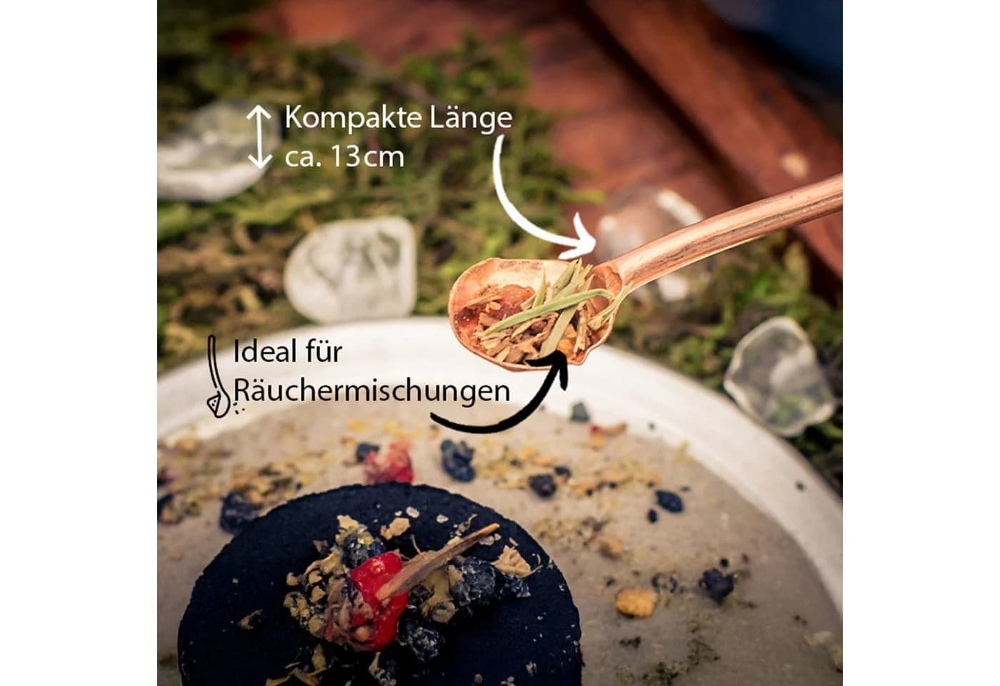 Lebensquelle Plus Räucherstäbchen-Halter Kupferlöffel 13 cm