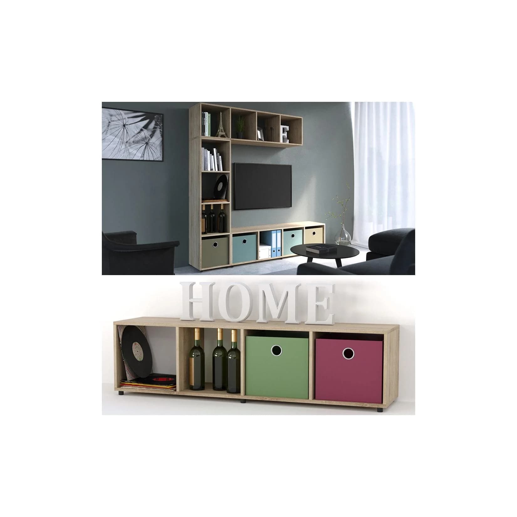 VICCO Raumteiler Ludus 4 Fächer Sonoma Modern
