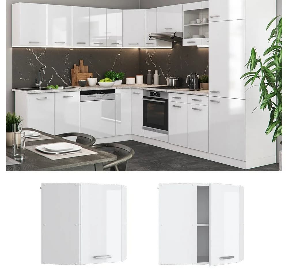Vicco Eckhängeschrank R-Line Weiß Hochglanz
