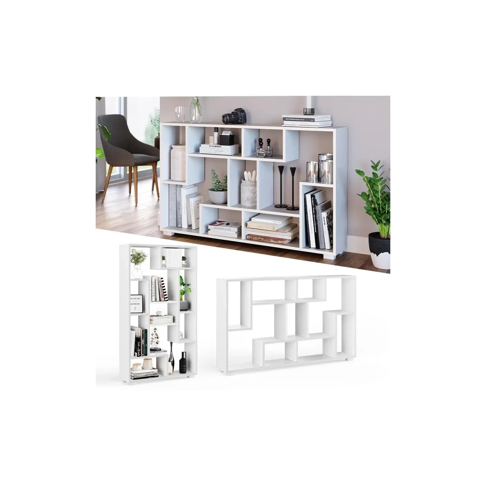Vicco Raumteiler Domus 9 offene Fächer weiß Bücherregal Standregal